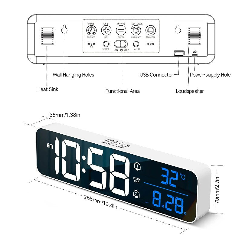 Big LED Digital Alarm Clock Temperature Date Display Desktop Clocks Voice Control Big LED Digital Alarm Clock Temperature Date Display Desktop Clocks Voice Control